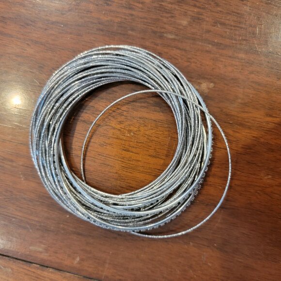 Silver Metal & CZ Stone Multi Bangle Stack Bracelet - Picture 6 of 8